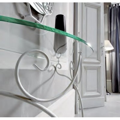  KLIMT - Konsola Bianco Elegante Włoski Design z Kutego Metalu i Szkła 