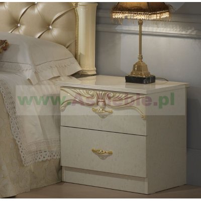 EVA BEIGE włoska szafka nocna w kolorze kremowym, wysoki połysk