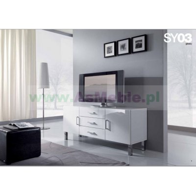  Glossy White komoda biała - bufet 2d+3s biała na wysoki połysk
