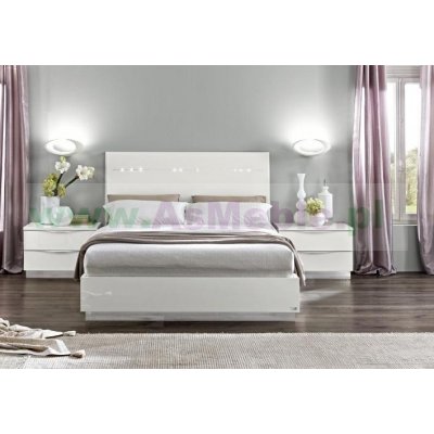 ONDA - łoże 180x200 ze schowkiem, meble włoskie Art Deco w kolorze białym