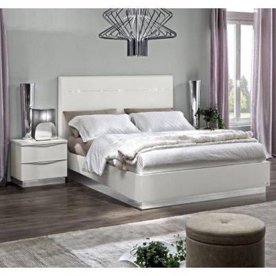  ONDA - łoże 180x200 ze schowkiem, meble włoskie Art Deco w kolorze białym