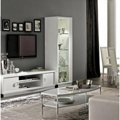  biała witryna 1 drzwiowa ROMA BIANCO GLAMOUR wysoki połysk meble włoskie do salonu