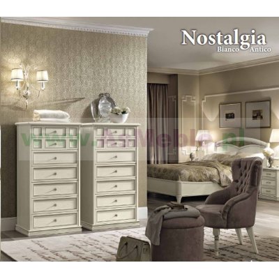 NOSTALGIA NIGHT BIANCO komoda szyfoniera 7 szuflad, włoskie meble stylowe