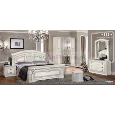  AIDA WHITE SILVER - lustro do sypialni z meandrem Versace,  włoskie meble stylowe