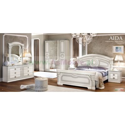  AIDA WHITE SILVER - lustro do sypialni z meandrem Versace,  włoskie meble stylowe