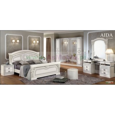  AIDA WHITE SILVER - lustro do sypialni z meandrem Versace,  włoskie meble stylowe