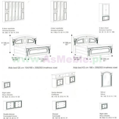  AIDA WHITE SILVER  łoże 160X200 włoska włoskie meble stylowe z meandrem Versace,  