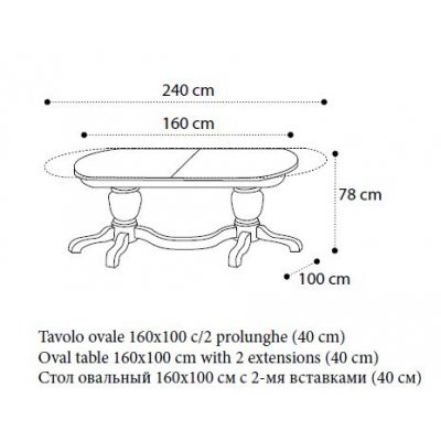  TREVISO DAY Avorio stól owalny 160/240/100 cm włoskie meble stylowe