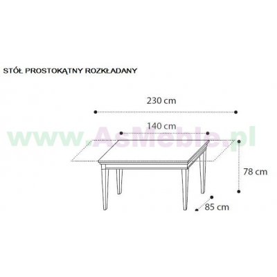  TREVISO AVORIO   -  stól prostokątny 140/230 cm. włoskie meble stylowe