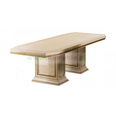 LEONARDO LUX Stół rozkładany 200 + 50 + 50 x 110 cm  - ekskluzywny komplet do jadalni z meandrem Versace, włoskie meble