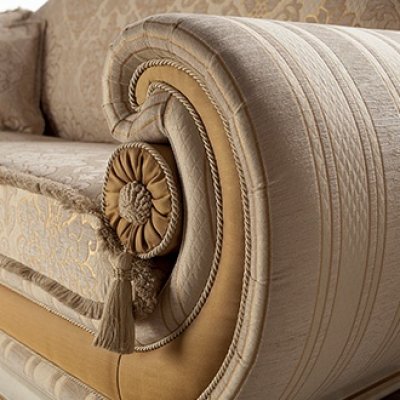  LEONARDO Fotel z poduszkami   KAT - A -  ekskluzywny komplet do jadalni z meandrem Versace, włoskie meble