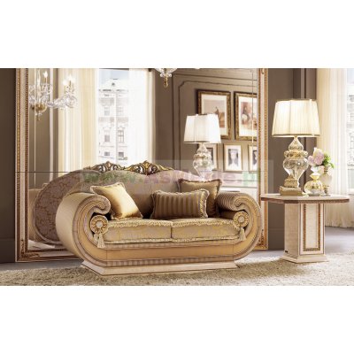 LEONARDO Sofa 2-osobowa z poduszkami   KAT - EXTRA -  ekskluzywny komplet do jadalni z meandrem Versace, włoskie meble