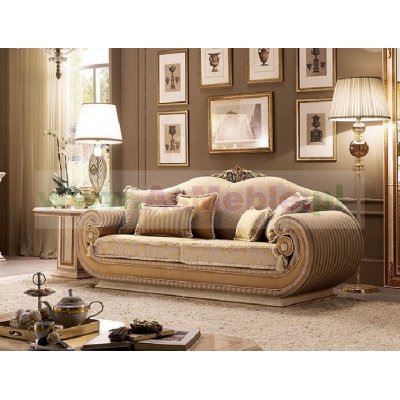 LEONARDO Sofa 3-osobowa z poduszkami   KAT -A -  ekskluzywny komplet do jadalni z meandrem Versace, włoskie meble