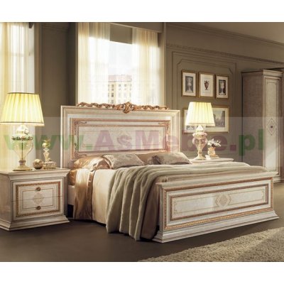  LEONARDO LUX łoże King  - 180 x 200 cm Z DEKORACJĄ - ekskluzywny komplet do sypialni z meandrem Versace