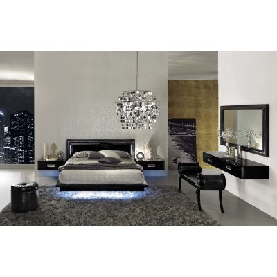  LA STAR - Łóżko 160x200 Czarne w Połysku, Włoski Design, Styl Fendi Casa | Nowoczesna Klasyka