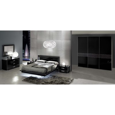  LA STAR - Łóżko 160x200 Czarne w Połysku, Włoski Design, Styl Fendi Casa | Nowoczesna Klasyka