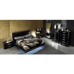 LA STAR - Łóżko 160x200 Czarne w Połysku, Włoski Design, Styl Fendi Casa | Nowoczesna Klasyka