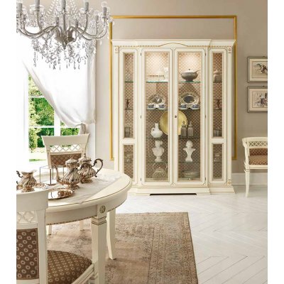  SALA  BIANCO  Witryna Przeszklona Crystaliera do jadalni włoskie meble klasyczne