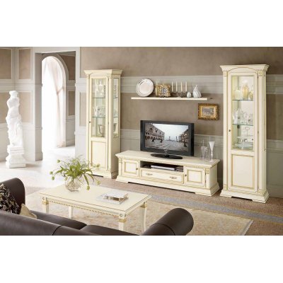 SALA BIANCO szafka  RTV 176 cm włoska klasyczna w kolorze bieli antycznej 