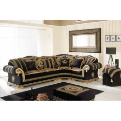 EMPORIO MAXI narożnik stylowy włoski z meandrem Versace i Medusa 304x207 cm