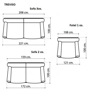  TREVISO Elegancka włoska sofa 3 osobowa TREVISO -baza