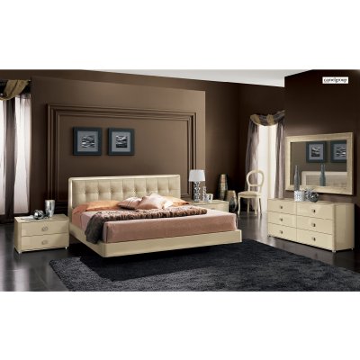   La Star Beige sypialnia komplet beżowy połysku, łożko 160x200   w stylu Fendi Casa