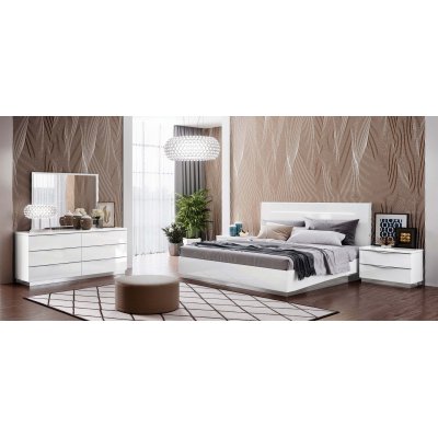  ONDA LEGNO - łóżko 180x200, meble włoskie Art Deco w kolorze białym