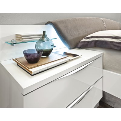  ONDA - maxi szafka nocna, meble włoskie Art Deco w kolorze białym