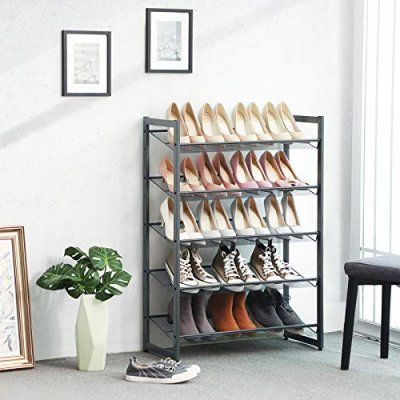  INDUSTRIAL Stojak na buty 5 poziomów z metalowej siatki organizer h. 104 cm