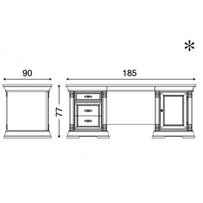  SALA klasyczne biurko drewniane185x90 cm kolor czereśni włoskie meble stylowe