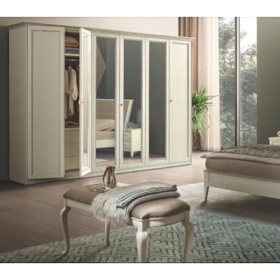  GIOTTO - stołek taboret tapicerowany w kolorze bianco antico, meble klasyczne