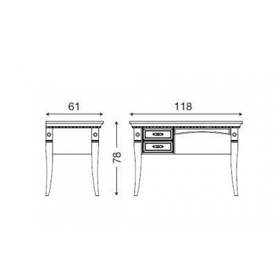  SALA BIANCO biurko drewniane 118/61 cm 2 szufladki prawa strona  włoskie meble klasyczne