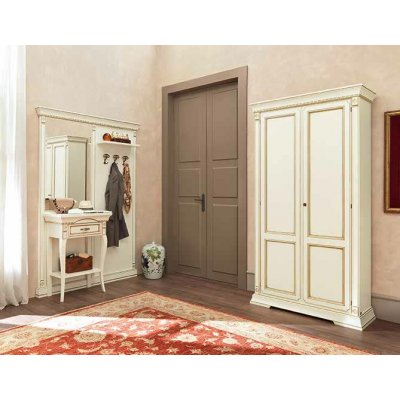  SALA  HOL Mała Konsola Drewniana 68 cm – Włoski Stolik z Szufladą, Czereśnia/Biel