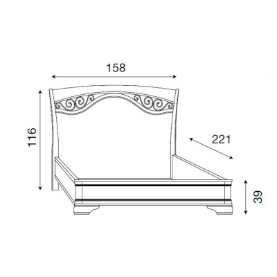  SALA Ferro Legno Łóżko 140x200 cm z zagłówkiem z żelaznymi fryzami i pierścieniowym ringiem, kolor czereśnia - włoskie meble klasyczne
