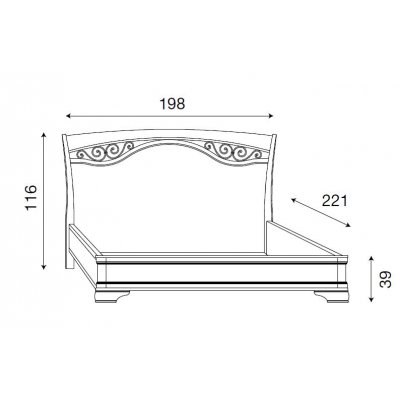  SALA Ferro Legno Łóżko 180x200 cm z zagłówkiem, z żelaznymi fryzami i pierścieniowym ringiem, kolor czereśnia - włoskie meble klasyczne