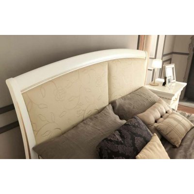 SALA BIANCO Łóżko 160x200 cm z zagłówkiem pokrytym eco-skórą oraz z ringiem włoskie meble klasyczne