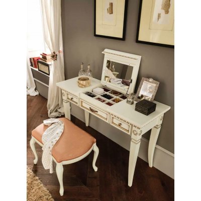  SALA BIANCO lakierowany stołek / pufa z tkaniny 01 fiori