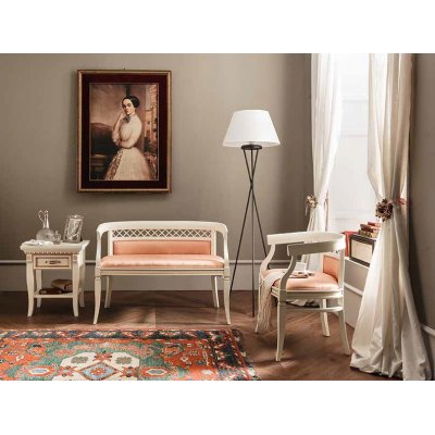  SALA Sofa drewniana z tkaniny fiore  w kolorze czereśni włoskie meble klasyczne