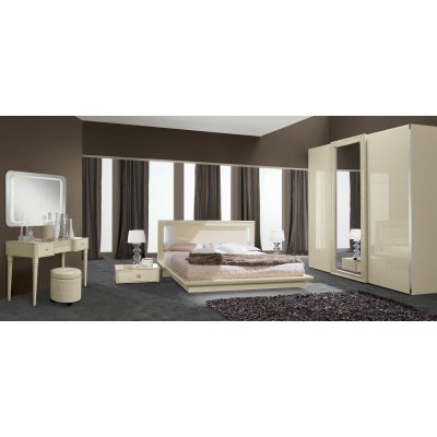   La Star Beige sypialnia komplet beżowy połysku, łożko 160x200   w stylu Fendi Casa