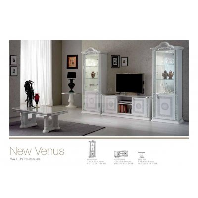  VENUS WHITE Meble do Jadalni w Kolorze Białym w Połysku z Meandrem Versace