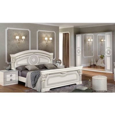  AIDA WHITE SILVER - szafa 4/D biała w połysku, z meandrem Versace, włoskie meble stylowe