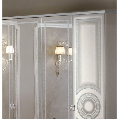  AIDA WHITE SILVER - szafa 4/D biała w połysku, z meandrem Versace, włoskie meble stylowe