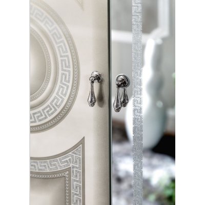  AIDA WHITE SILVER - szafa 4/D biała w połysku, z meandrem Versace, włoskie meble stylowe