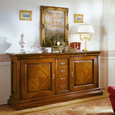  LA CASA  włoska drewniana komoda dwu drzwiowa z czterema szufladami