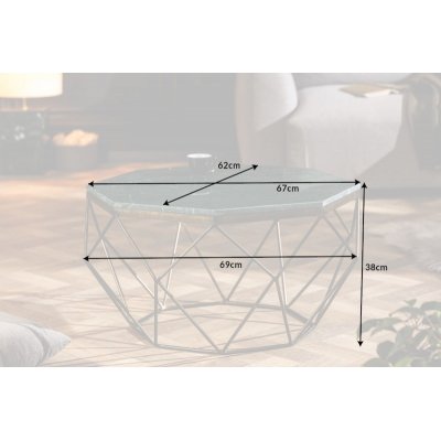  Stolik kawowy Diamond 70 cm marmur zielony
