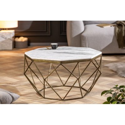  Stolik kawowy DIAMOND 70cm marmur biały