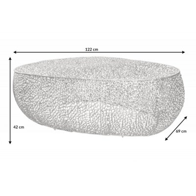  Stolik kawowy Jakarta leaf 120 cm srebrny