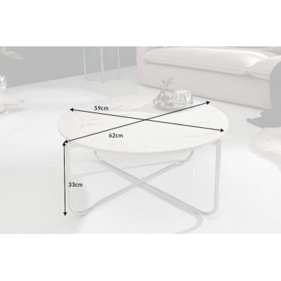   Stolik kawowy NOBLE 65 cm marmur biały