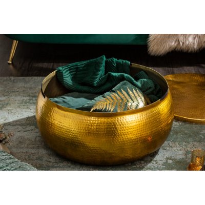   Stolik kawowy ORGANIC ORIENT 70 cm z efektem młotkowania złoty