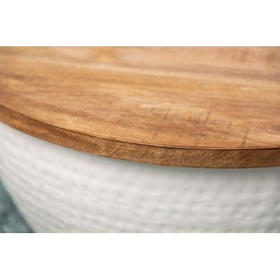  Stolik kawowy ORIENT STORAGE 60 cm blat akacjowy, podstawa  biała